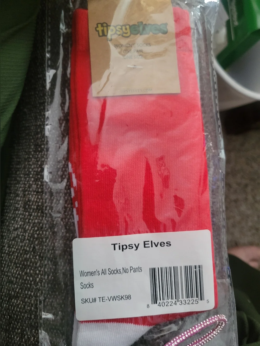 3 Pair Tipsy Elves NWT Red and‎ White Women's Socks Pants Off Socks On One Size